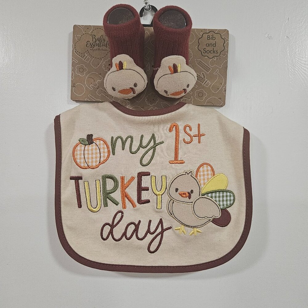 Thanksgiving Day Baby Bib with Booties